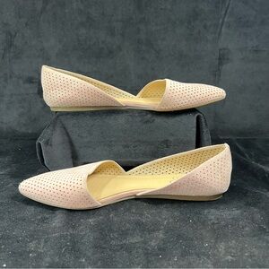 FRANCO SARTO Size 8.5 HONEY2 D'orsay Flat Perforated Faux Suede Light Pink